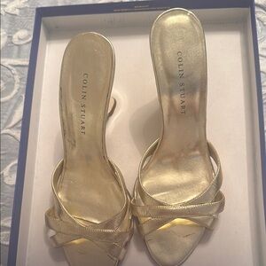 Colin Stuart Metallic Gold Strappy Heels